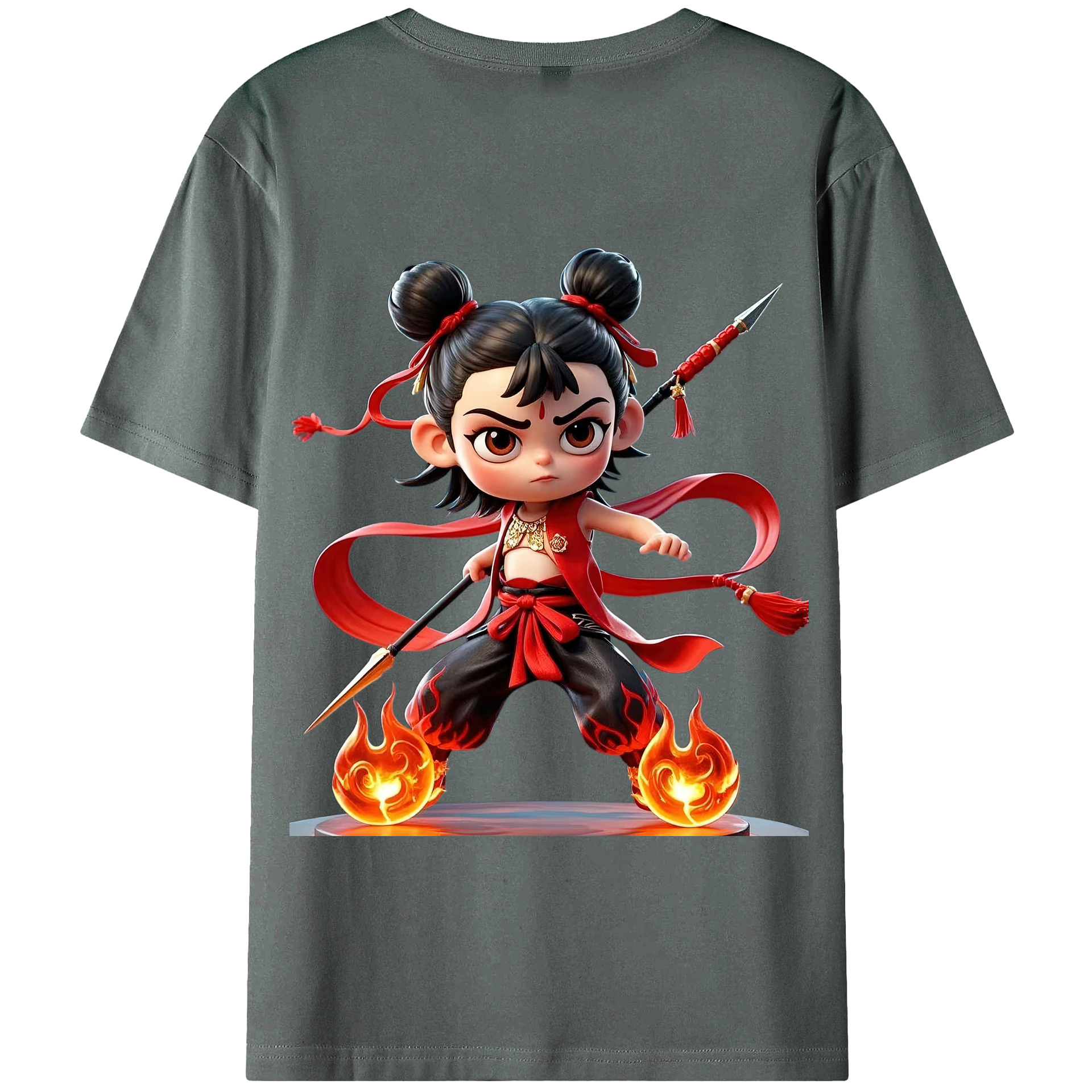 （画像用） Ne Zha 2 ナタ 魔童の大暴れ 綿100％半袖Tシャツ（背面プリント）